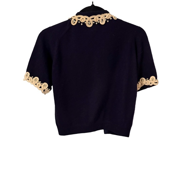 Hadley Vintage Women’s 100% Cashmere Handmade Navy Cardigan Sweater  Sz M - Picture 2 of 15